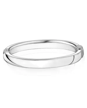 Smooth Oval Silver Bangle