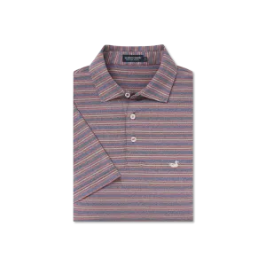 Southern Marsh - Maybourne Featherlight Stripe Polo - Navy/Red