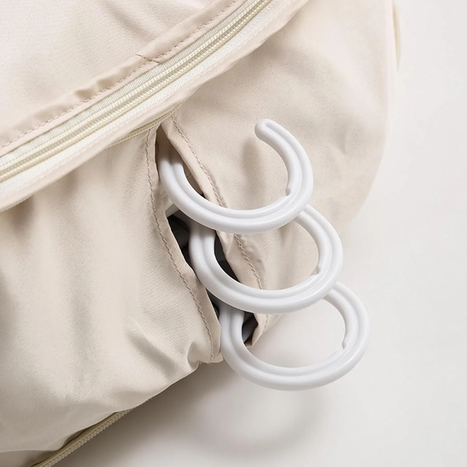 Space Saving Hanging Garment Bags for Storage, Closet Organizers with Self Compression Zipper, Organizers Dust Cover Clothes Bags for Down Coat Bag (Beige, S)
