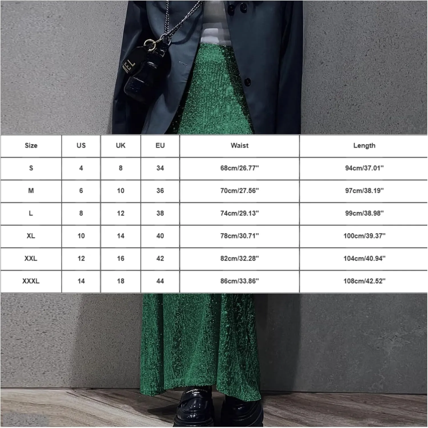 Sparkly Maxi Skirts for Women Sequin Mid Waist Metallic Drape Midi Skirt Plus Size Night Out Fitted Clubwear 2024