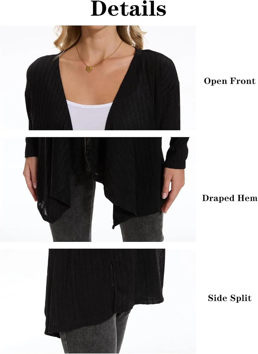 Spicy Sandia Women's Lightweight Draped Front Cardigan Sweaters Long Sleeve Irregular Hem Waterfall Soft Cardigans
