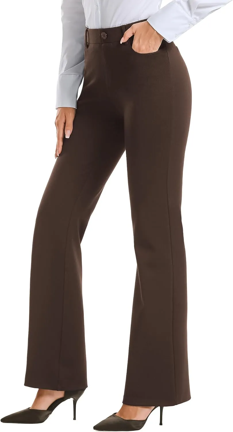 Stelle Women 28"/30"/ 32" Bootcut Dress Pants Business Casual Work Pants with Pockets Pull On Regular Slacks for Office