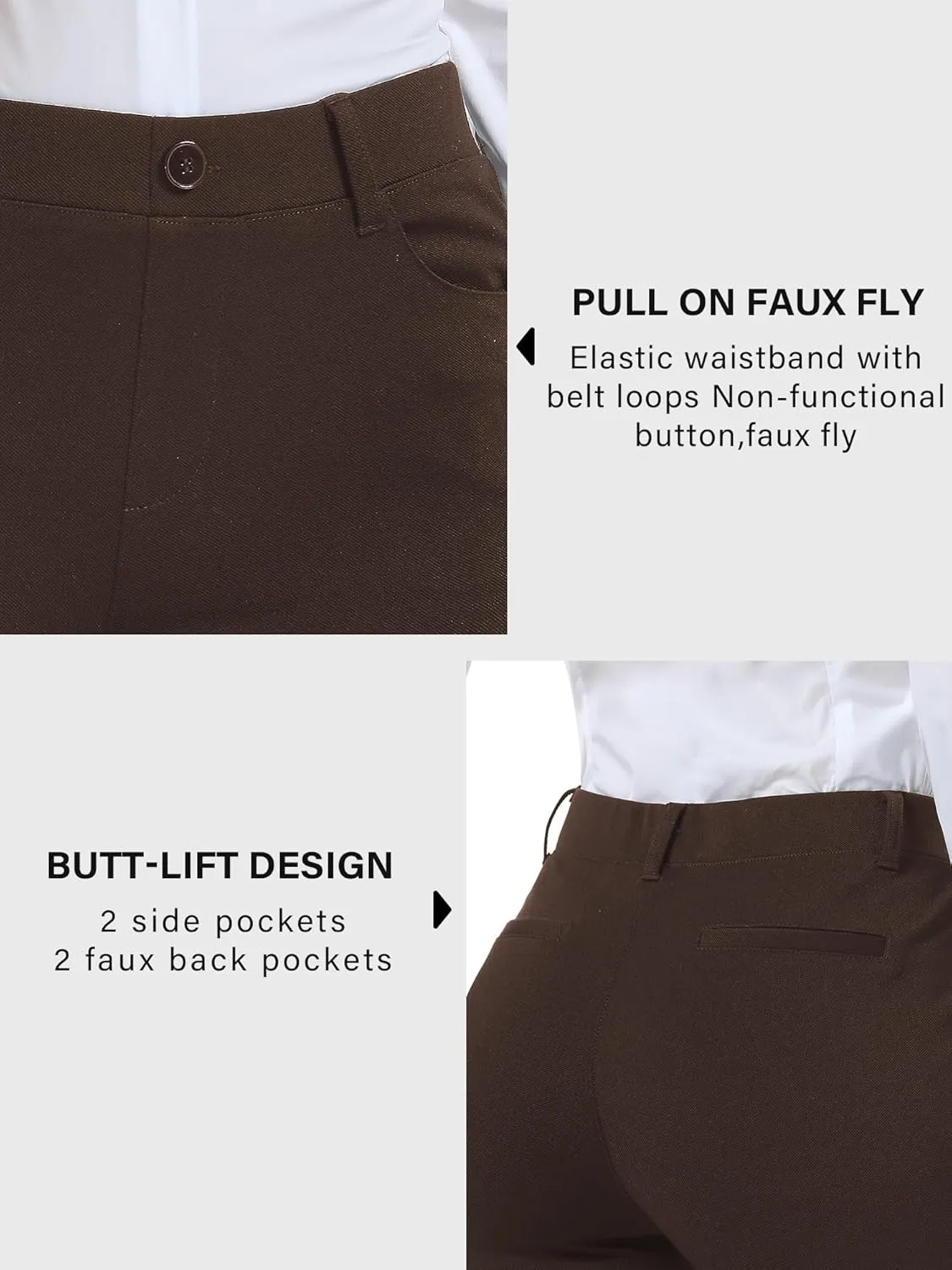 Stelle Women 28"/30"/ 32" Bootcut Dress Pants Business Casual Work Pants with Pockets Pull On Regular Slacks for Office