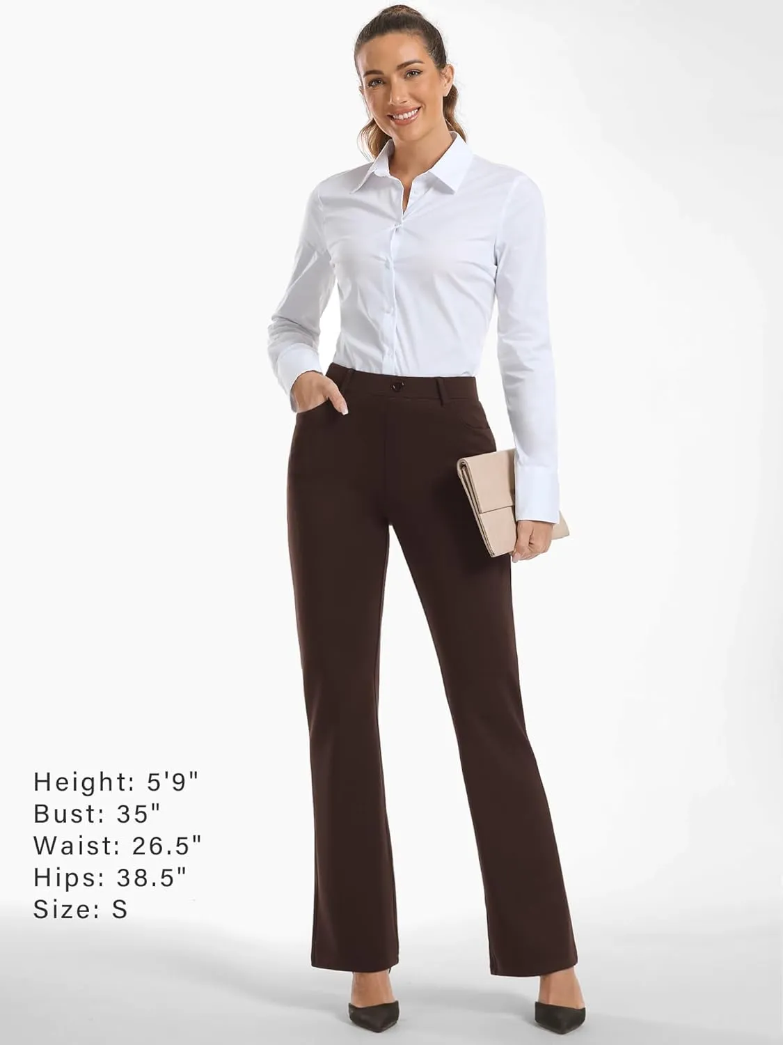 Stelle Women 28"/30"/ 32" Bootcut Dress Pants Business Casual Work Pants with Pockets Pull On Regular Slacks for Office