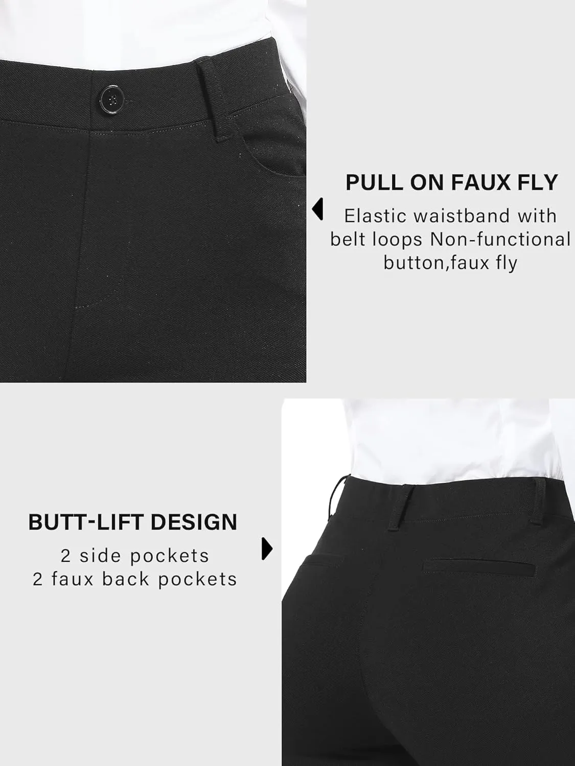Stelle Women 28"/30"/ 32" Bootcut Dress Pants Business Casual Work Pants with Pockets Pull On Regular Slacks for Office