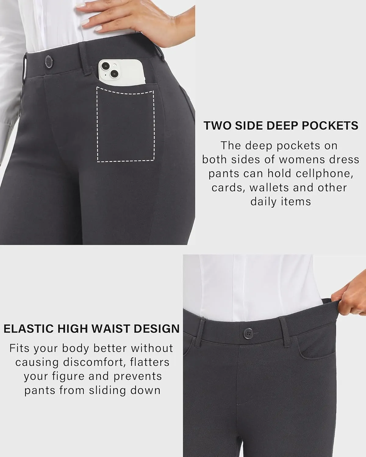 Stelle Women Dress Pants Business Casual Straight Leg 30" Stretch Work Pants Pull On Regular Slacks with 4 Pockets