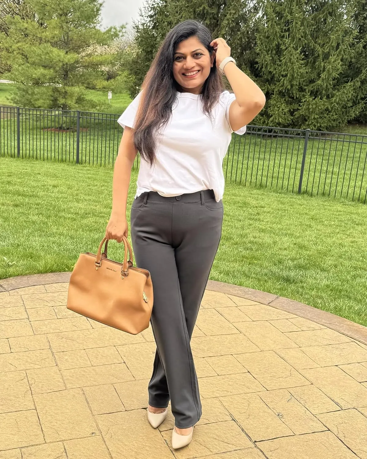 Stelle Women Dress Pants Business Casual Straight Leg 30" Stretch Work Pants Pull On Regular Slacks with 4 Pockets
