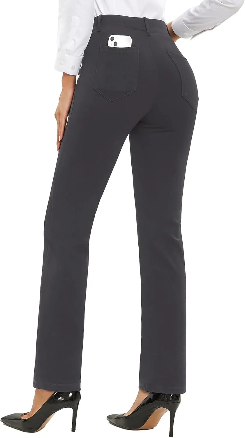 Stelle Women Dress Pants Business Casual Straight Leg 30" Stretch Work Pants Pull On Regular Slacks with 4 Pockets