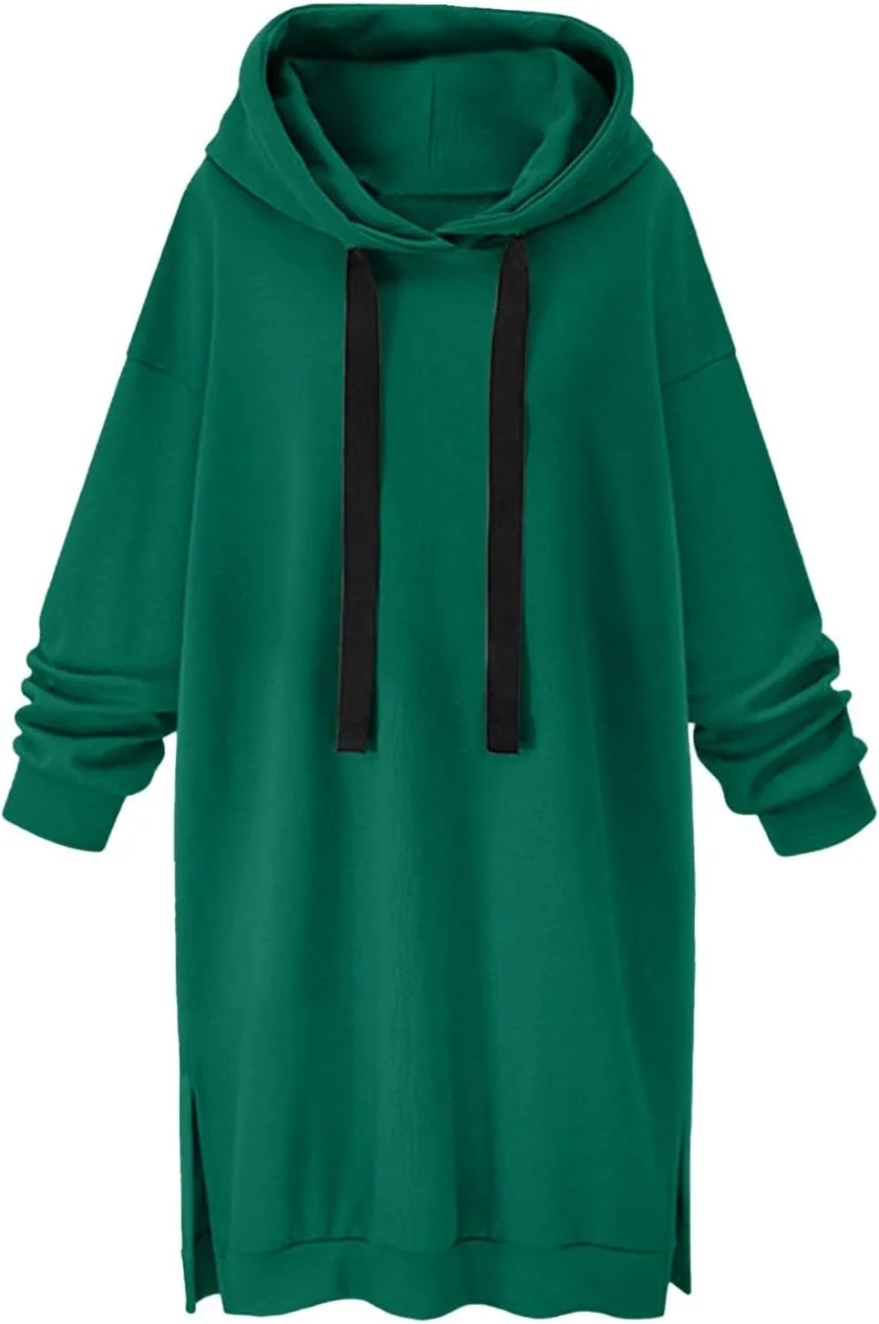 Stessotudo Oversized Long Hoodies for Women Solid Fleece Loose Fit Lounge Sweatshirts Drawstring Casual Comfy Hoodie Dress