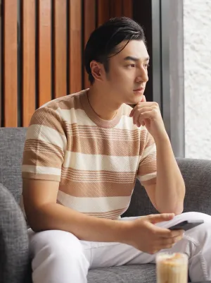 Stripe Shirt - Hazelnut - Atasan Knit Pria Stripe