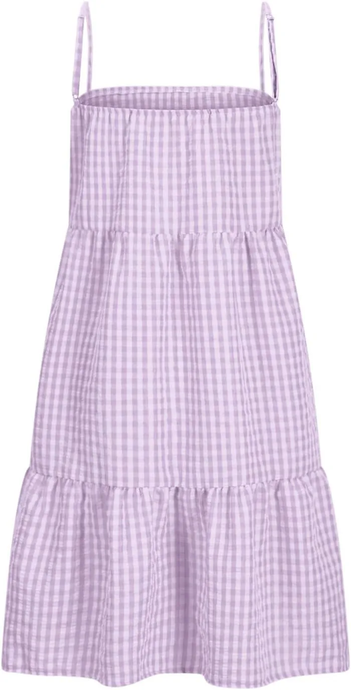 Summer Dresses for Women 2025 Casual Spaghetti Strap Ruffle Mini Dress Vacation Beach A Line Sundresses with Pockets