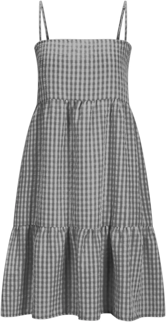 Summer Dresses for Women 2025 Casual Spaghetti Strap Ruffle Mini Dress Vacation Beach A Line Sundresses with Pockets