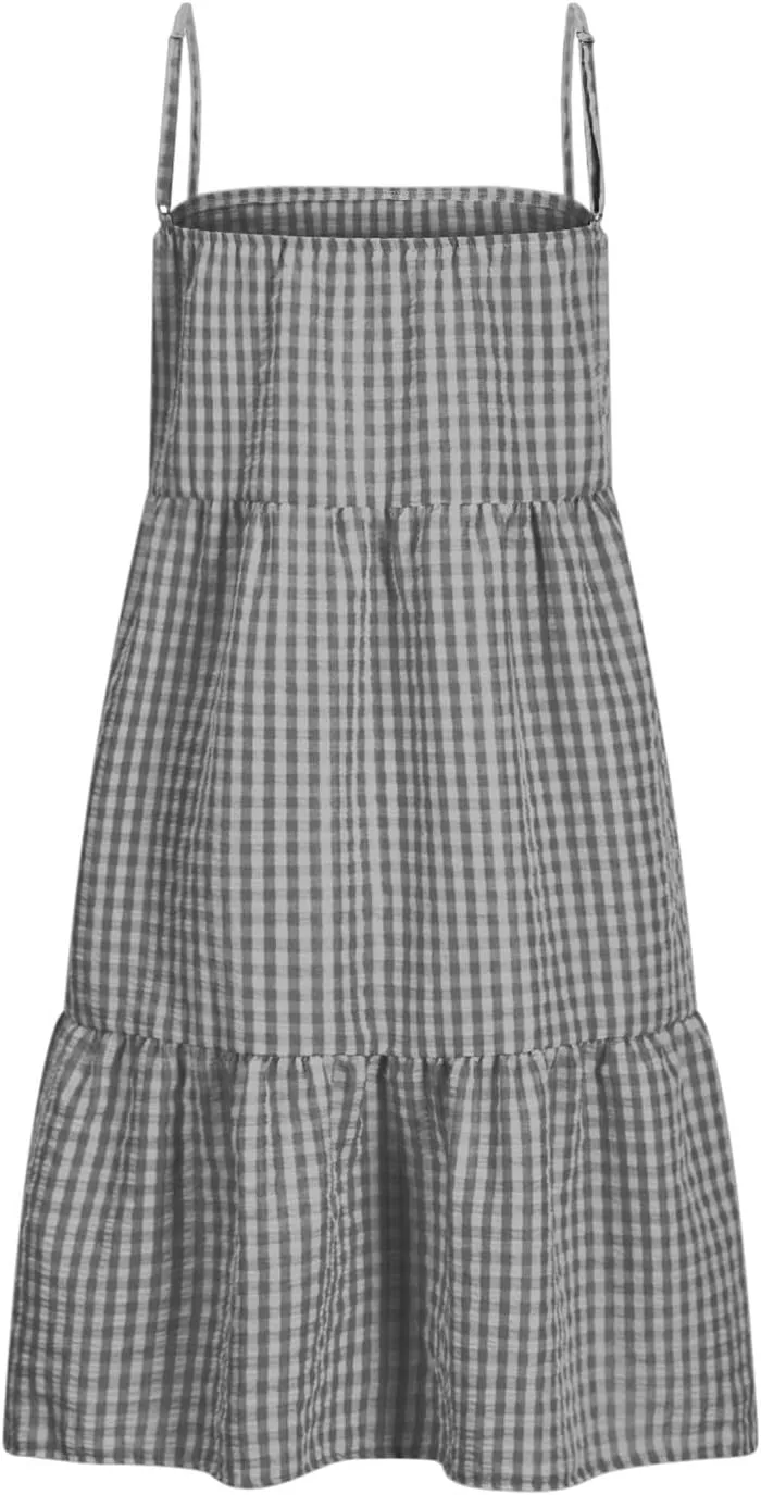 Summer Dresses for Women 2025 Casual Spaghetti Strap Ruffle Mini Dress Vacation Beach A Line Sundresses with Pockets