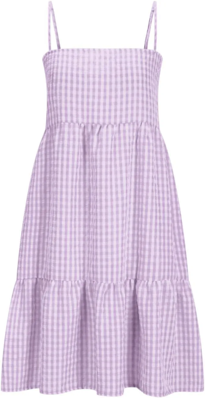Summer Dresses for Women 2025 Casual Spaghetti Strap Ruffle Mini Dress Vacation Beach A Line Sundresses with Pockets
