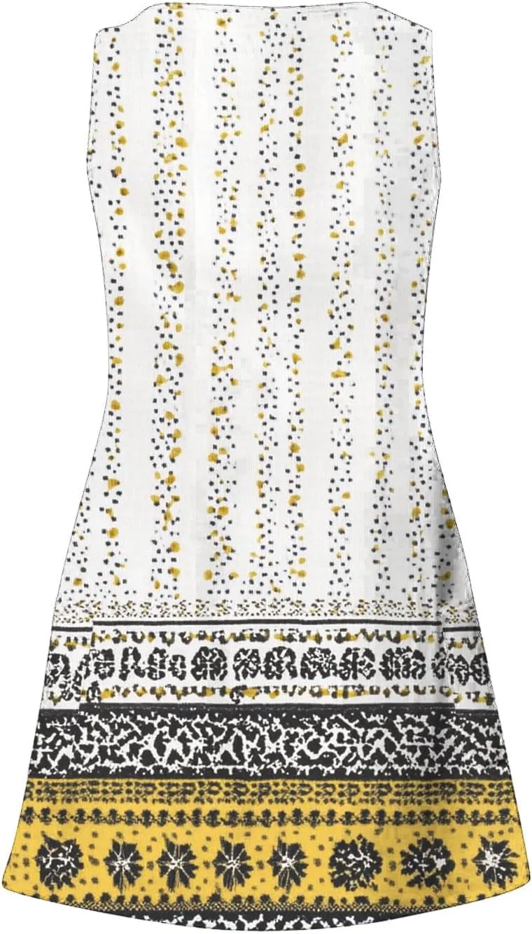 Summer Dresses for Women 2025 Short Vacation Boho Floral Sun Dress Casual Loose V Neck Sleeveless Tank Dress