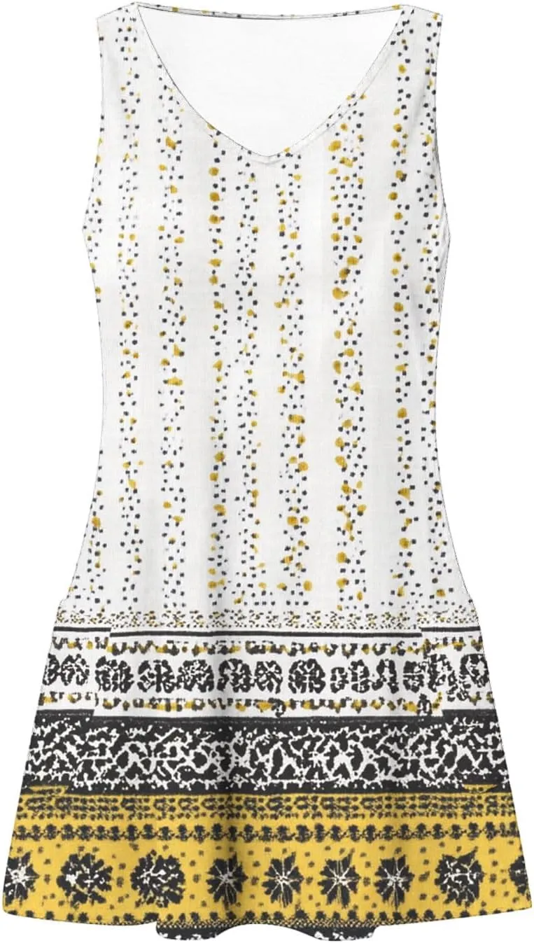 Summer Dresses for Women 2025 Short Vacation Boho Floral Sun Dress Casual Loose V Neck Sleeveless Tank Dress