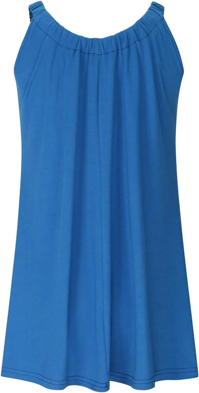 Summer Dresses for Women 2025 Trendy Halter U Neck Sun Dress Casual Loose Fit Beach Cover Up Vacation Mini Dresses