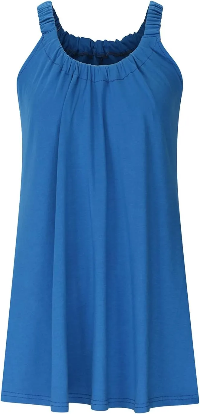 Summer Dresses for Women 2025 Trendy Halter U Neck Sun Dress Casual Loose Fit Beach Cover Up Vacation Mini Dresses