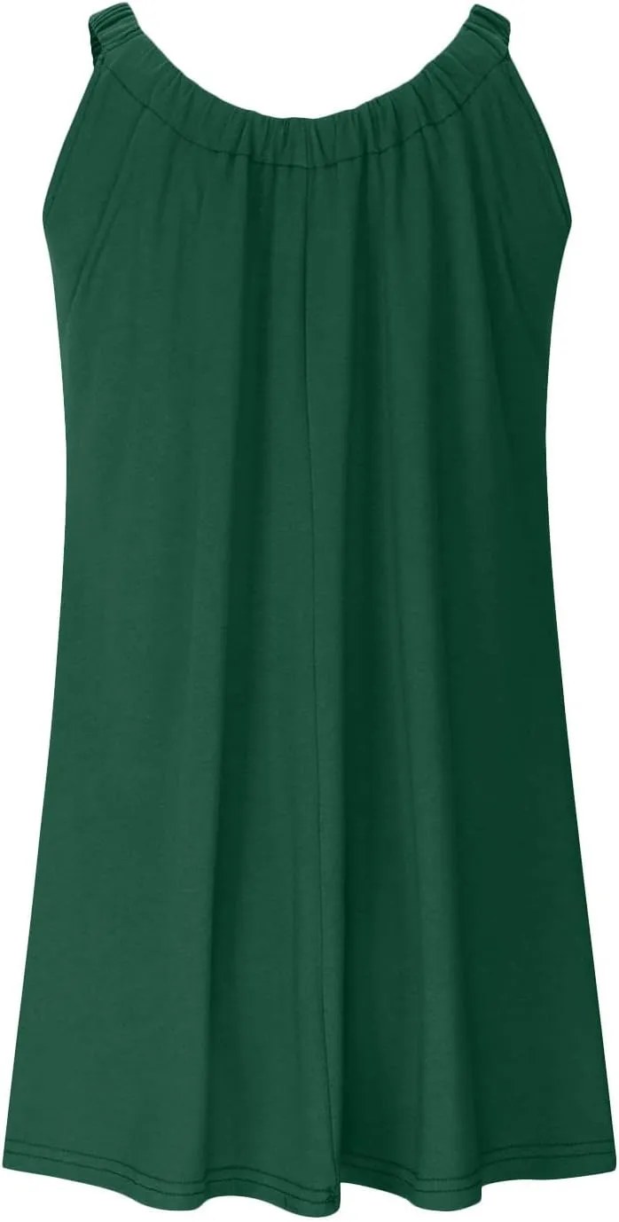 Summer Dresses for Women 2025 Trendy Halter U Neck Sun Dress Casual Loose Fit Beach Cover Up Vacation Mini Dresses