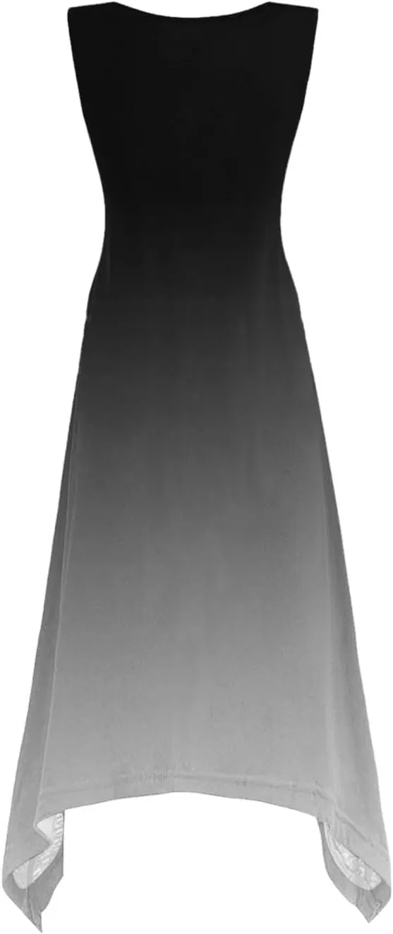 Summer Dresses for Women 2025 Vacation Boho Asymmetrical Maxi Dress Casual Loose Gradient Sleeveless A Line Dress