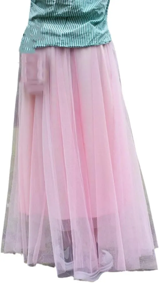 Summer Tulle Skirts, Womens Midi Pleated Skirts, Black Tulle Skirt, Spring Elastic High Waist Mesh Tutu Skirts