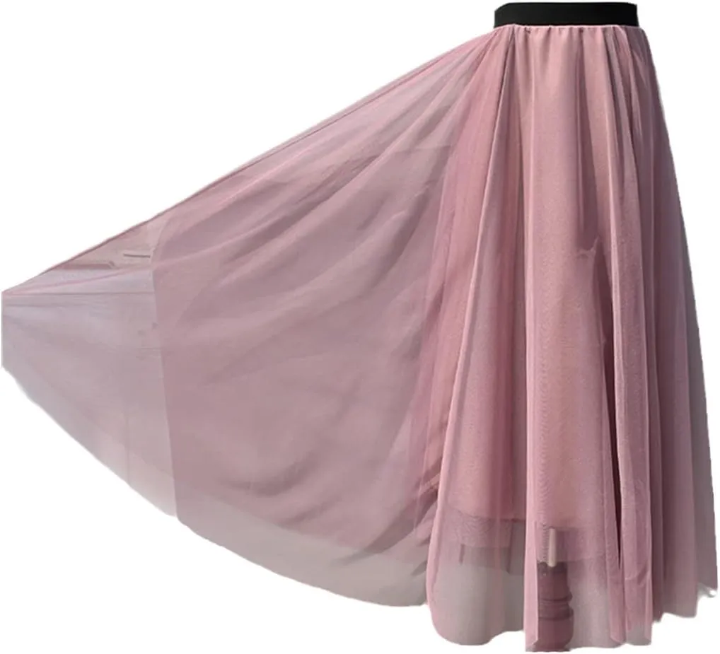 Summer Tulle Skirts, Womens Midi Pleated Skirts, Black Tulle Skirt, Spring Elastic High Waist Mesh Tutu Skirts
