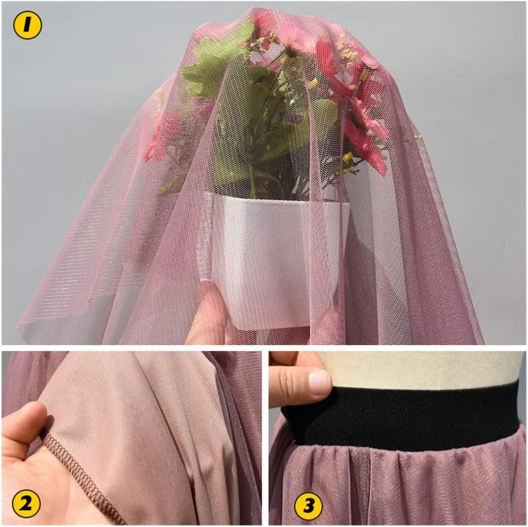 Summer Tulle Skirts, Womens Midi Pleated Skirts, Black Tulle Skirt, Spring Elastic High Waist Mesh Tutu Skirts