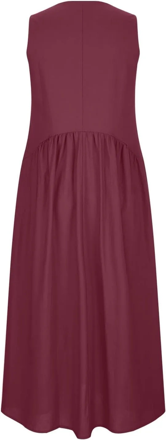 Sundresses for Women 2025 Summer Trendy V Neck Sleeveless Tank Dress Full Length Casual Long Maxi Linen Dress