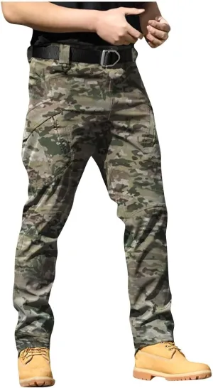 Tactical Pants for Men Water Resistant Cargo Hiking Work Pant Relaxed Fit Stretch Quick Dry Pants with Multi Pockets