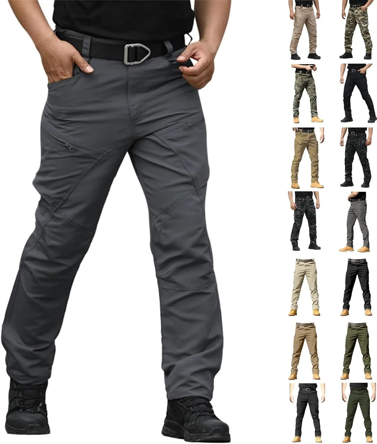 Tactical Pants for Men Water Resistant Cargo Hiking Work Pant Relaxed Fit Stretch Quick Dry Pants with Multi Pockets