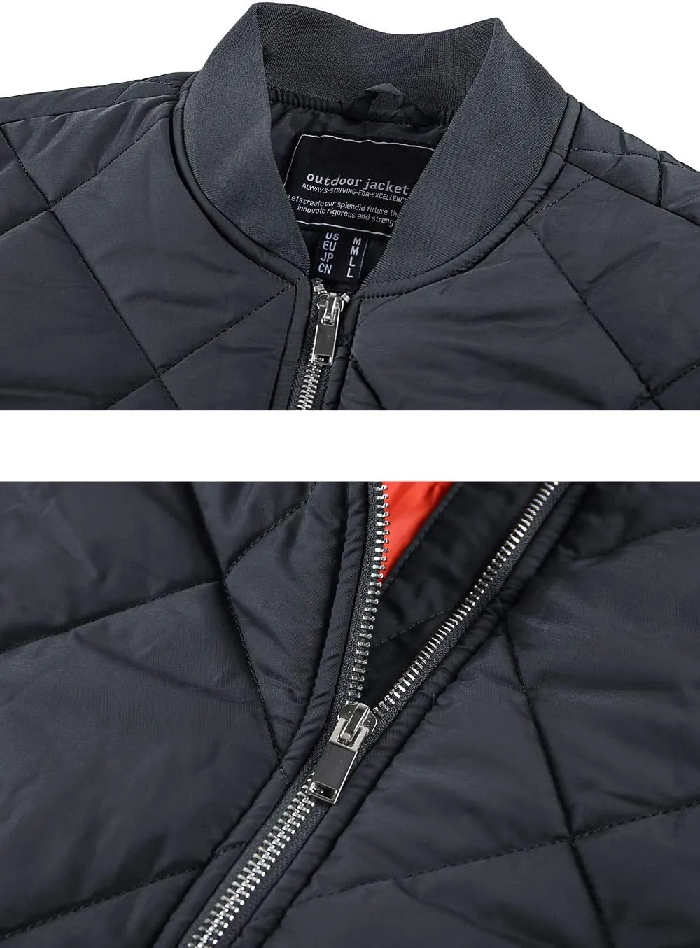 TACVASEN Men's Padded Jackets Winter Full Zipper Fleece Outwear Casual Windproof Bomber Varsity Coat