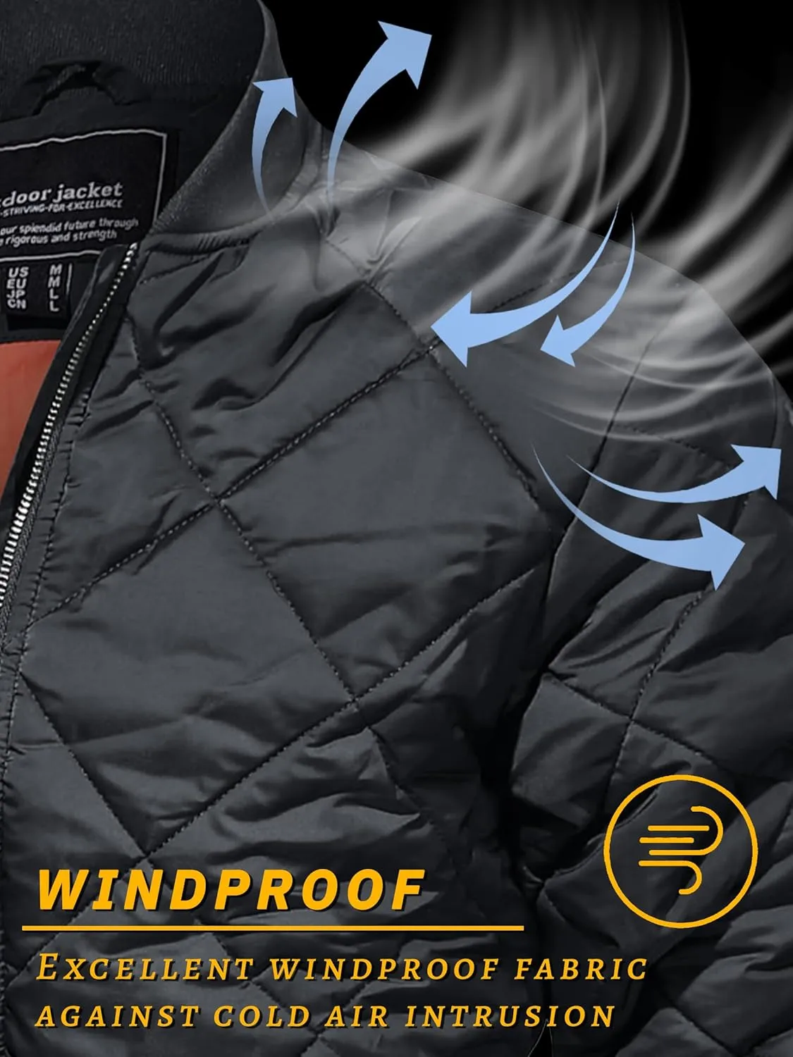 TACVASEN Men's Padded Jackets Winter Full Zipper Fleece Outwear Casual Windproof Bomber Varsity Coat
