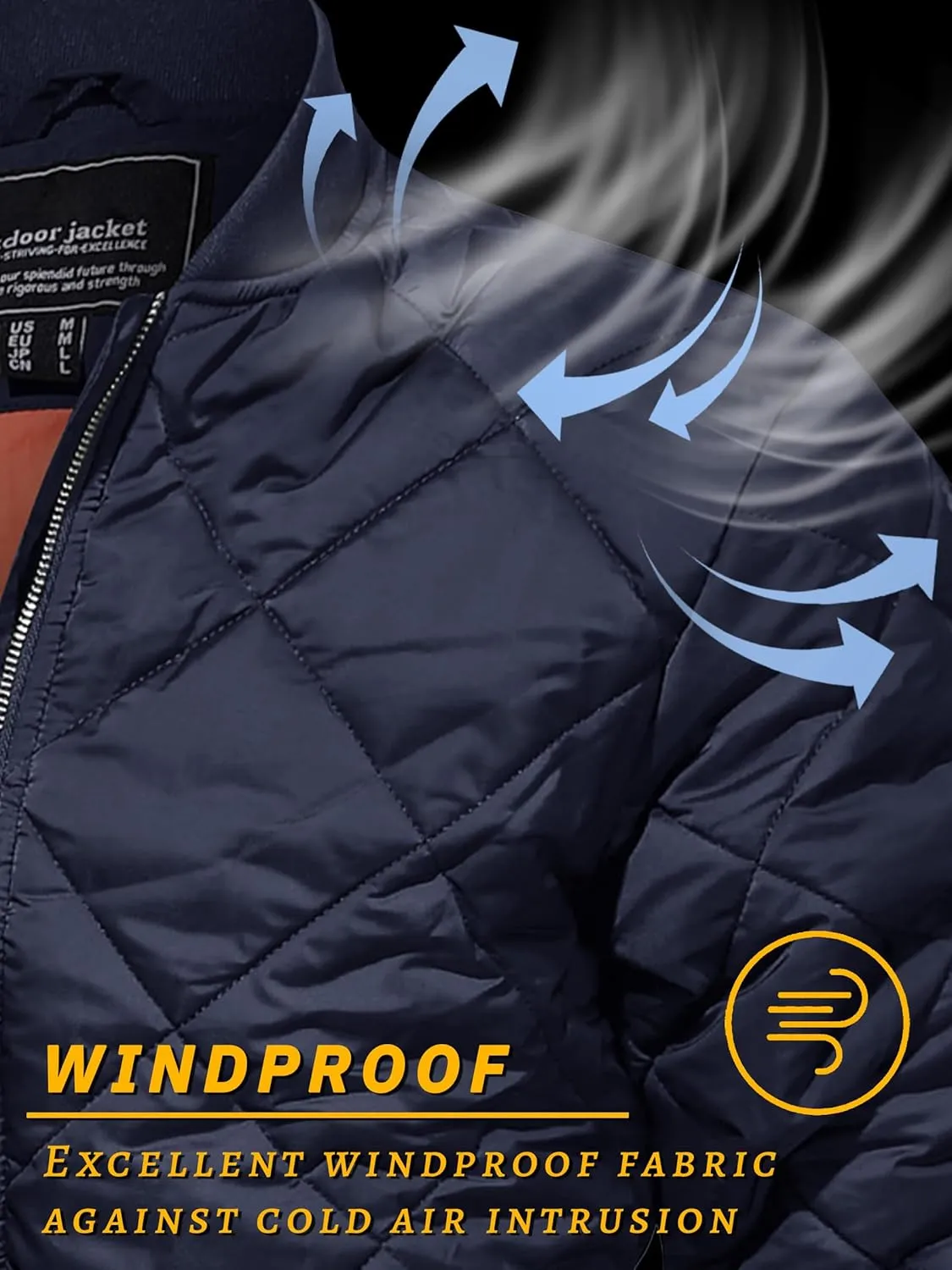TACVASEN Men's Padded Jackets Winter Full Zipper Fleece Outwear Casual Windproof Bomber Varsity Coat