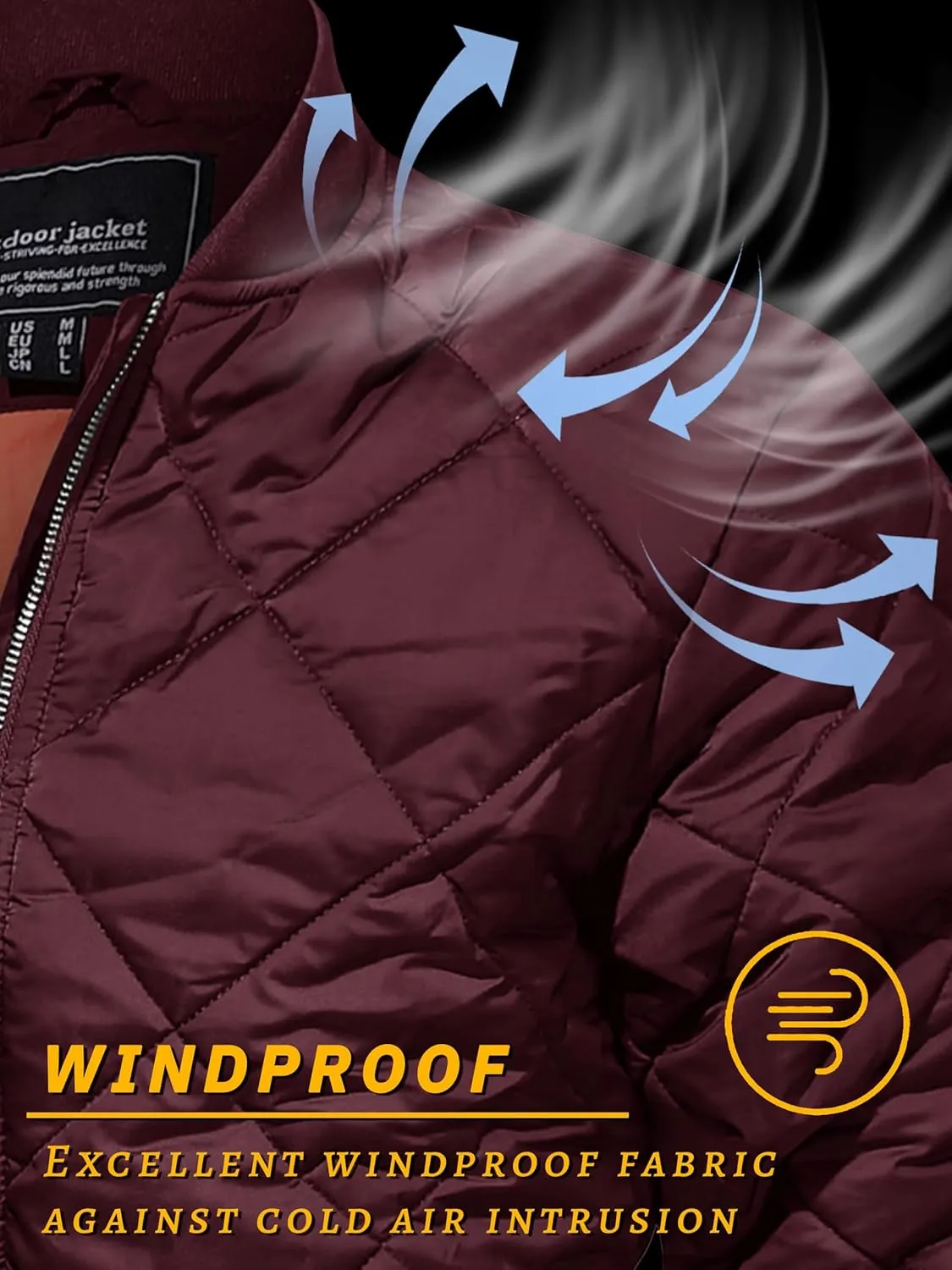 TACVASEN Men's Padded Jackets Winter Full Zipper Fleece Outwear Casual Windproof Bomber Varsity Coat