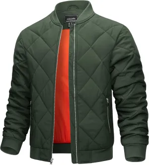 TACVASEN Men's Padded Jackets Winter Full Zipper Fleece Outwear Casual Windproof Bomber Varsity Coat