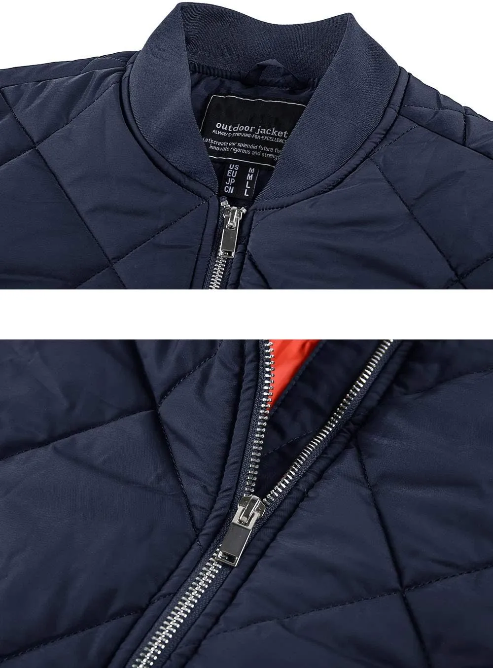 TACVASEN Men's Padded Jackets Winter Full Zipper Fleece Outwear Casual Windproof Bomber Varsity Coat