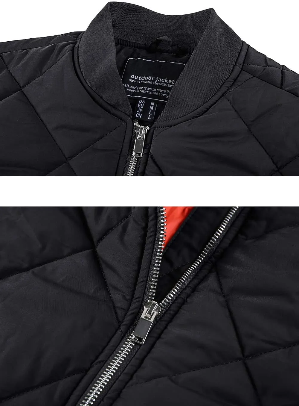 TACVASEN Men's Padded Jackets Winter Full Zipper Fleece Outwear Casual Windproof Bomber Varsity Coat