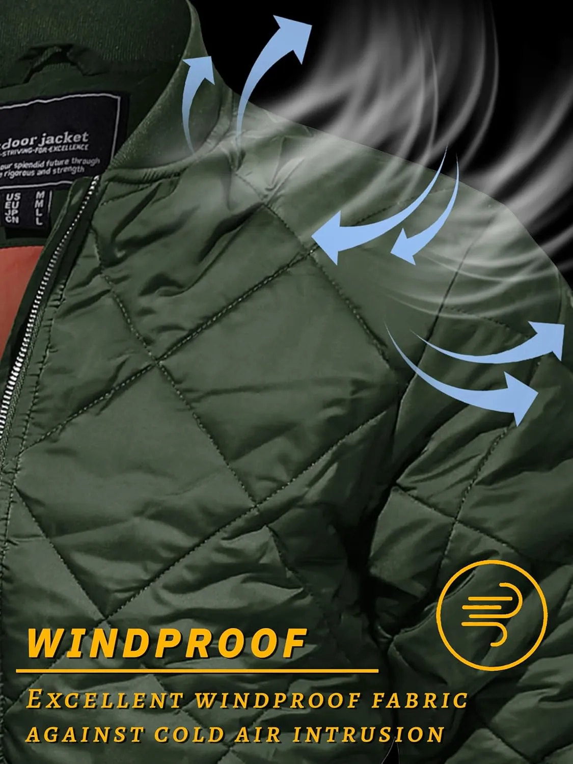 TACVASEN Men's Padded Jackets Winter Full Zipper Fleece Outwear Casual Windproof Bomber Varsity Coat
