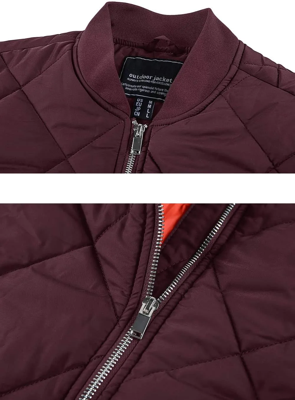 TACVASEN Men's Padded Jackets Winter Full Zipper Fleece Outwear Casual Windproof Bomber Varsity Coat