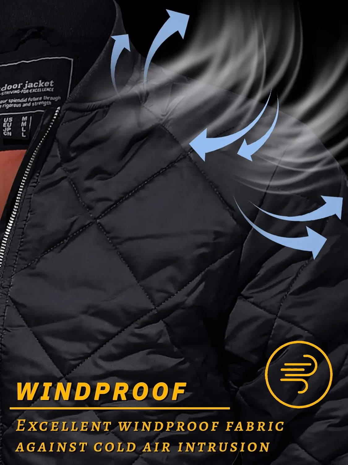 TACVASEN Men's Padded Jackets Winter Full Zipper Fleece Outwear Casual Windproof Bomber Varsity Coat