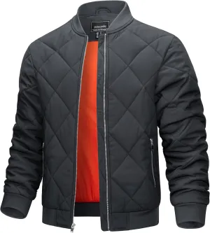 TACVASEN Men's Padded Jackets Winter Full Zipper Fleece Outwear Casual Windproof Bomber Varsity Coat