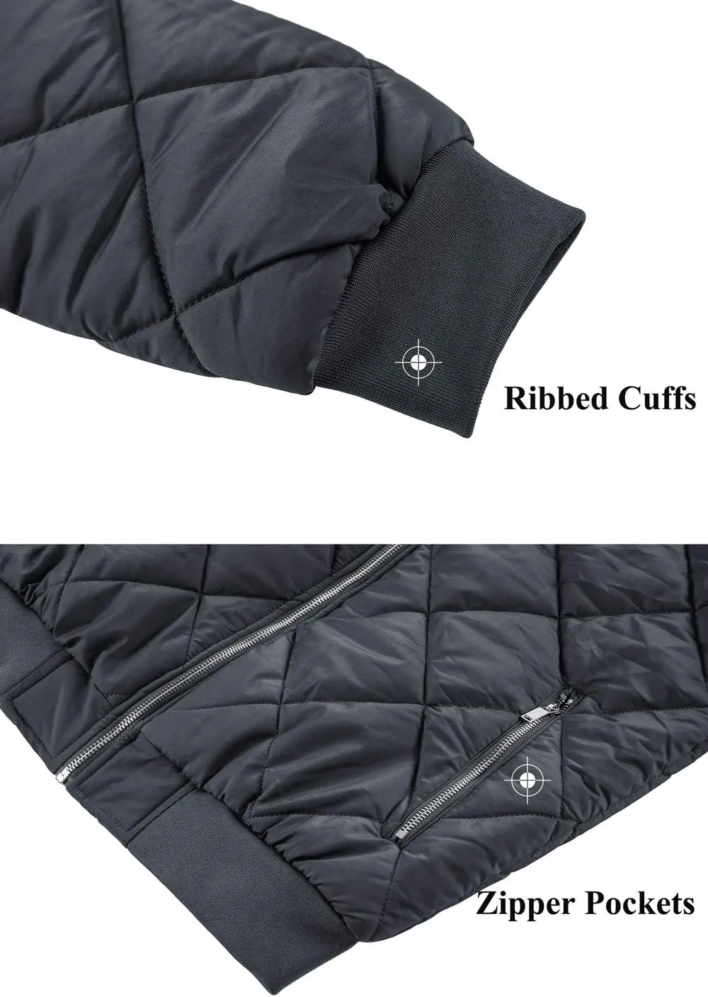 TACVASEN Men's Padded Jackets Winter Full Zipper Fleece Outwear Casual Windproof Bomber Varsity Coat