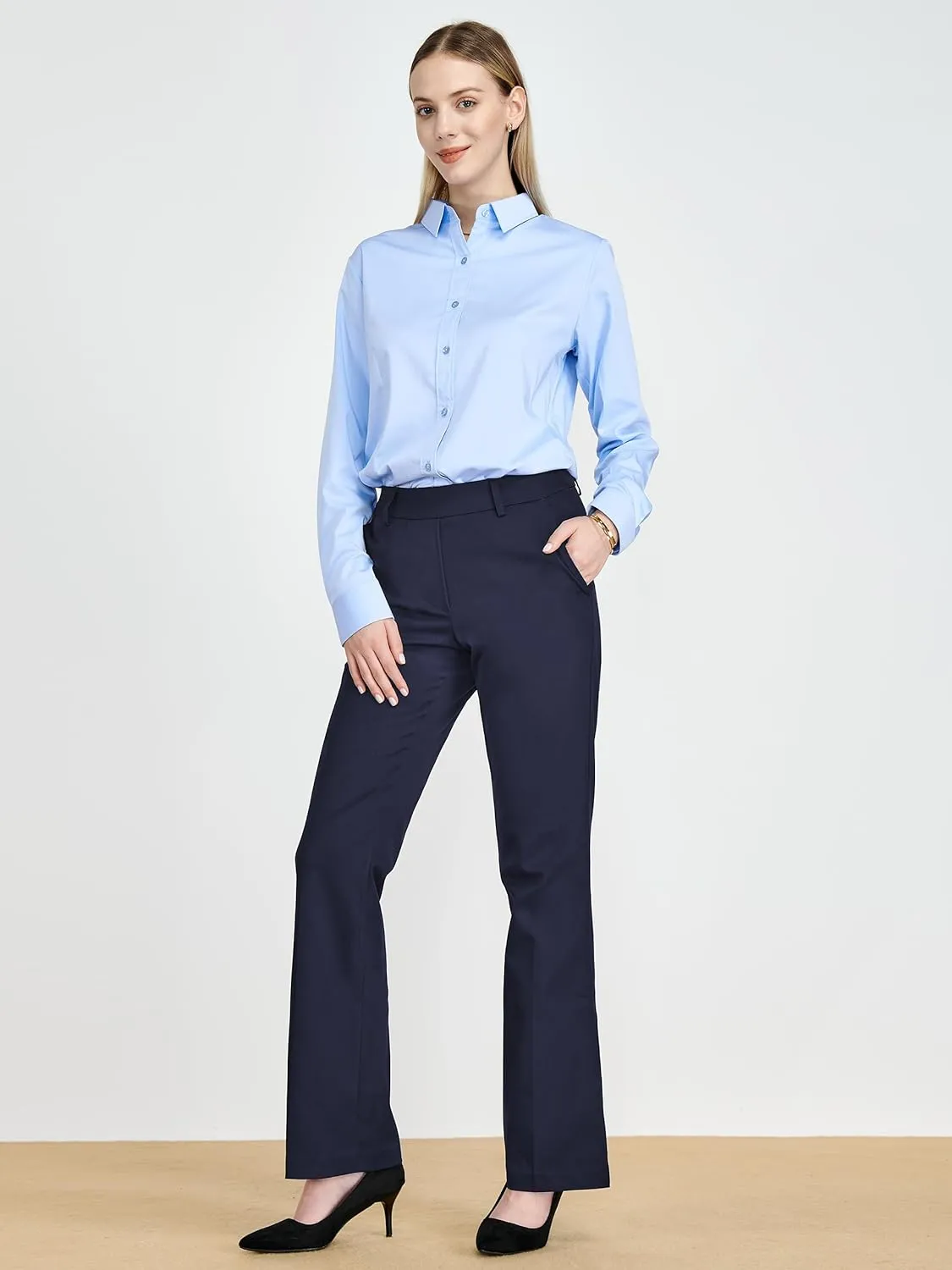 Tapata Women's 28''/30''/32''/34'' Stretchy Bootcut Dress Pants with Pockets Tall, Petite, Regular for Office Work Business