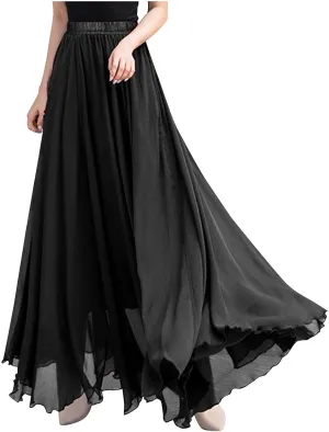 Teal Flowing Maxi Skirt Women High Waist Beach Summer Vacation Pockets