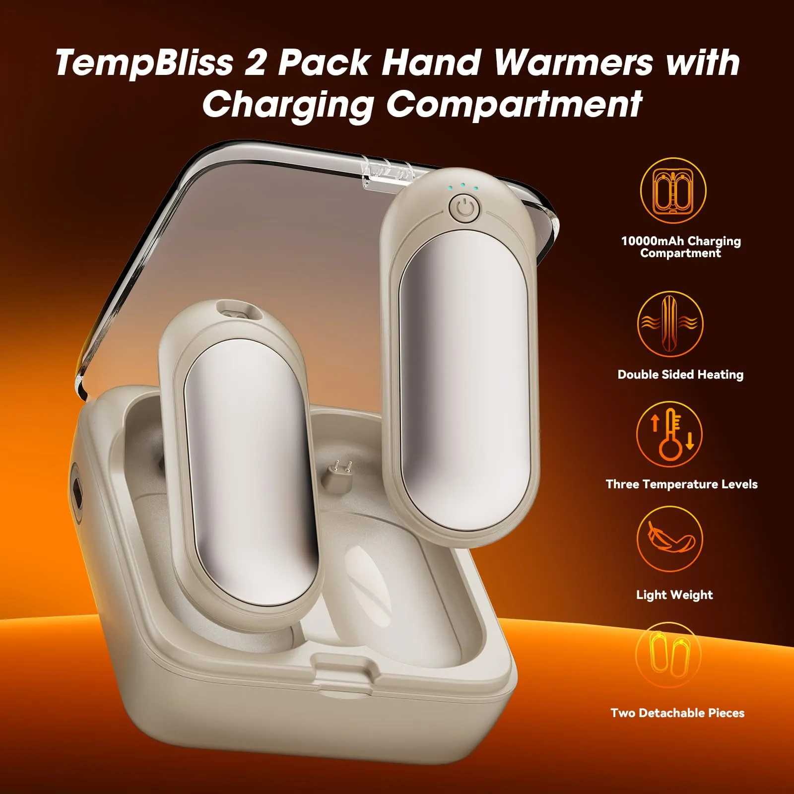 TempBliss 14000mAh Rechargeable Hand Warmers 2 Pack