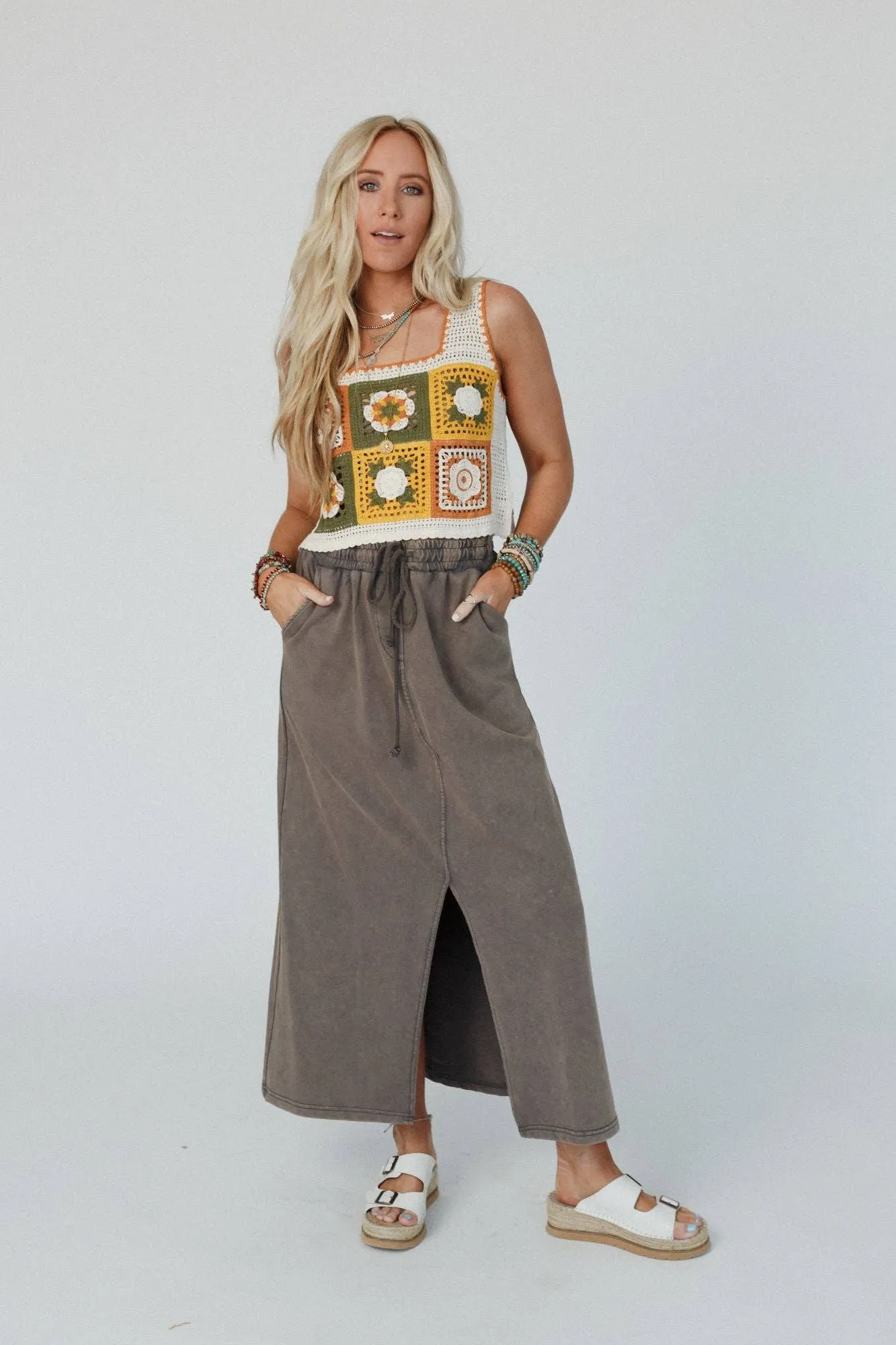 Three Bird Nest Fair And Square Crochet Top - Mustard