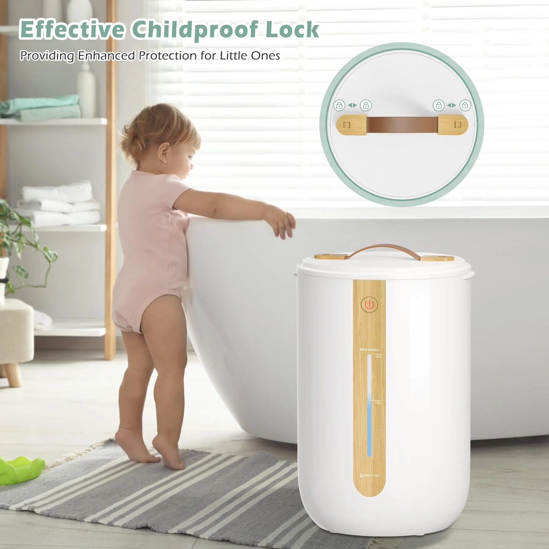 Towel Warmer with Heating Progress Bar and Handle