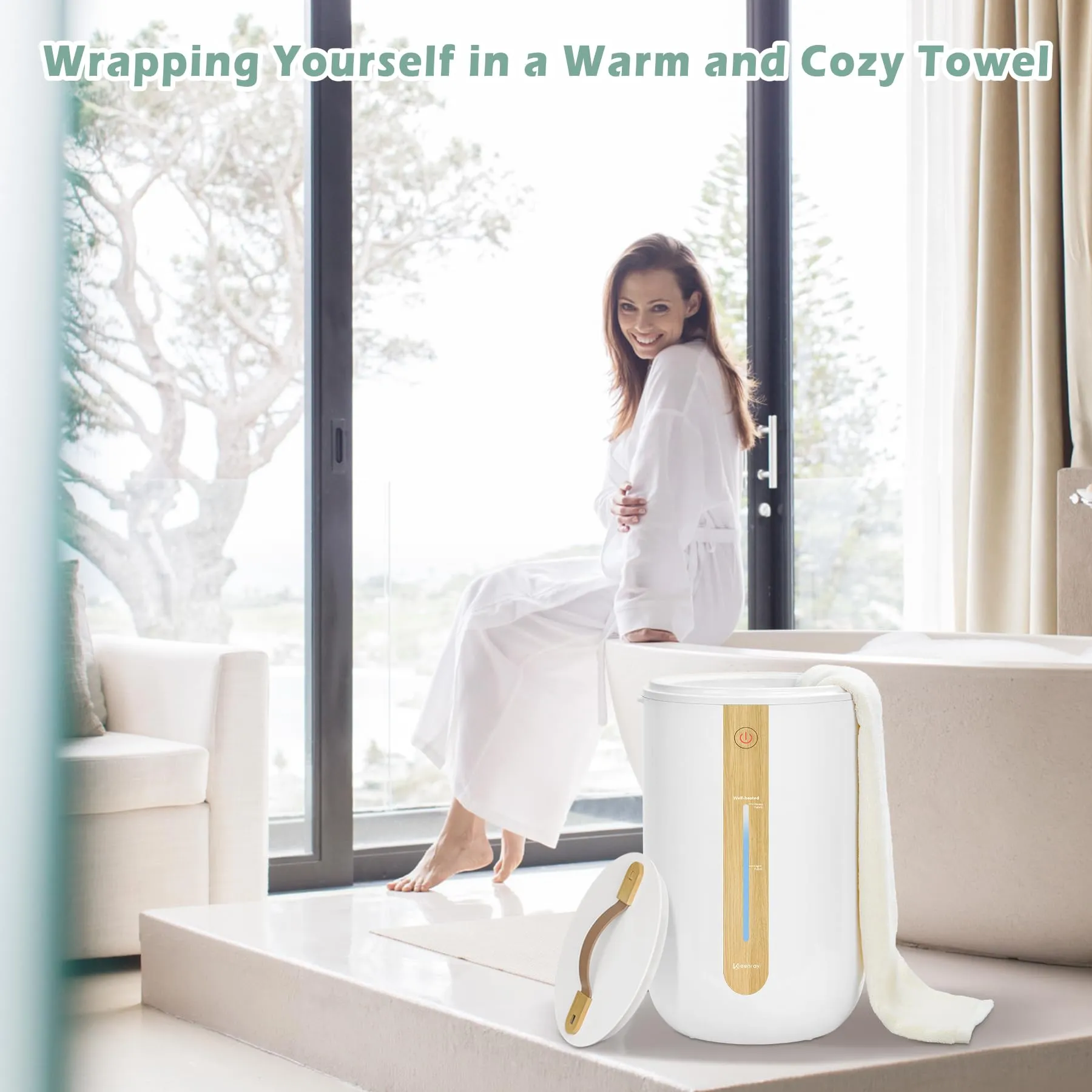 Towel Warmer with Heating Progress Bar and Handle