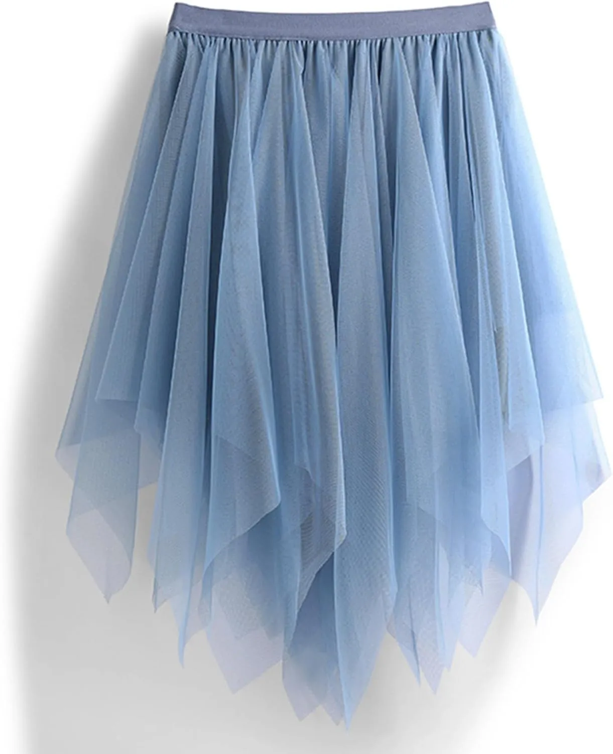 Tulle Skirts for Women Elastic Midi Skirt A-line Irregular Layered Mesh Tutu Skirts Pleated Skirts for Women