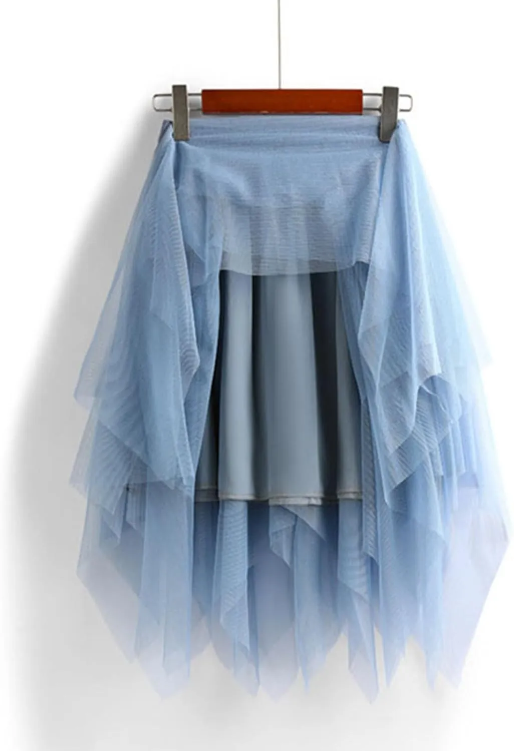 Tulle Skirts for Women Elastic Midi Skirt A-line Irregular Layered Mesh Tutu Skirts Pleated Skirts for Women